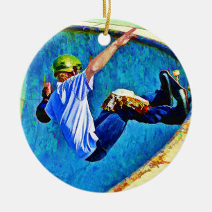 Ornamento De Cerâmica Skateboarding na bacia
