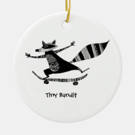 Ornamento De Cerâmica Skateboarding Raccoon – Whimsical Raccoon Animal 