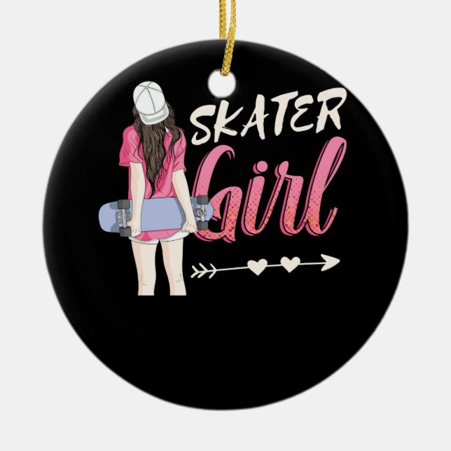 Ornamento De Cerâmica Skater Girl Skateboard Skateboard (Frente)
