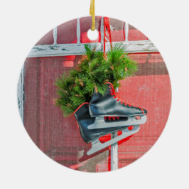 Ornamento De Cerâmica Skates de gelo vermelho e preto em uma porta