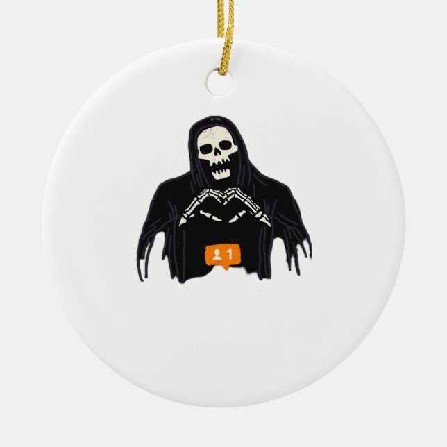Ornamento De Cerâmica Skeleton Hand Heart Follower Classic (Frente)