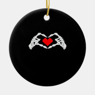 Ornamento De Cerâmica Skeleton Heart and Mands Meme