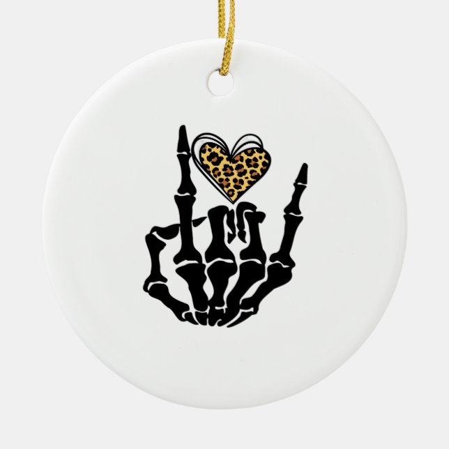 Ornamento De Cerâmica Skeleton Heart Hands Classic (Frente)