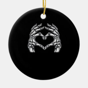 Ornamento De Cerâmica Skeleton Heart Hands Sign Halloween Figurume Basic