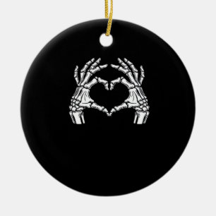 Ornamento De Cerâmica Skeleton Heart Hands Sinal Halloween Figurume Vira