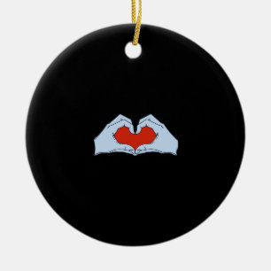 Ornamento De Cerâmica Skeleton Heart Mãos Clássicas e Halloween Básico