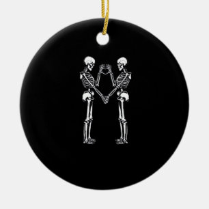 Ornamento De Cerâmica Skeleton Heart Mãos - Sinal de Halloween Costume