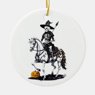 Ornamento De Cerâmica Skeleton Horse Rider - Esqueleto de Halloween