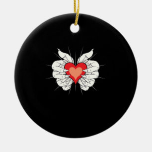 Ornamento De Cerâmica Skeleton Mãos Cardíaco Clássico