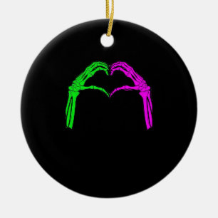 Ornamento De Cerâmica Skeleton Mãos Sinais de Coração Retro Figurino de 