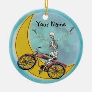 Ornamento De Cerâmica Skeleton Riding Bike