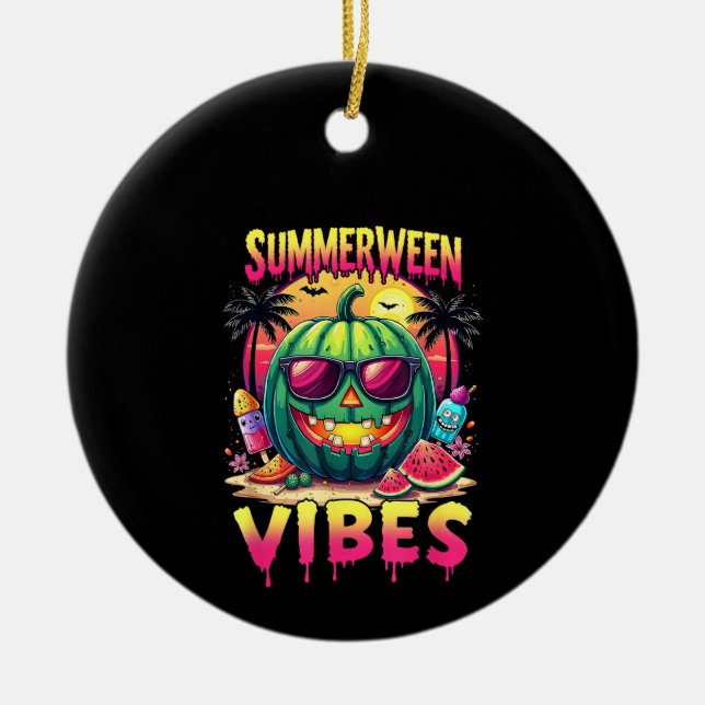 Ornamento De Cerâmica Skeleton Summer Summerentre Vibes Watermelon Jack- (Frente)