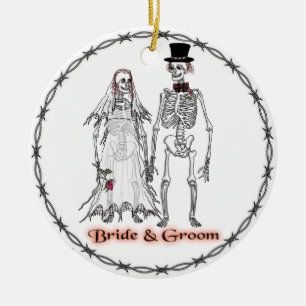 Ornamento De Cerâmica Skeleton Wedding