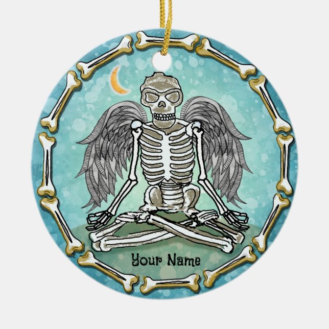 Ornamento De Cerâmica Skeleton Wings  (Frente)