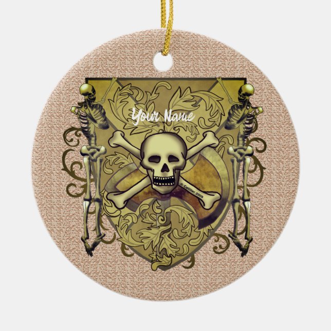 Ornamento De Cerâmica Skeletons Shield (Frente)