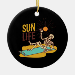 Ornamento De Cerâmica Skelton ao sol