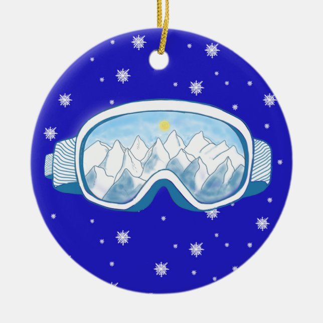 Ornamento De Cerâmica Ski Goggles Snowflake Dance (Frente)
