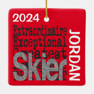 Ornamento De Cerâmica Skier Extraordinaire CUSTOM