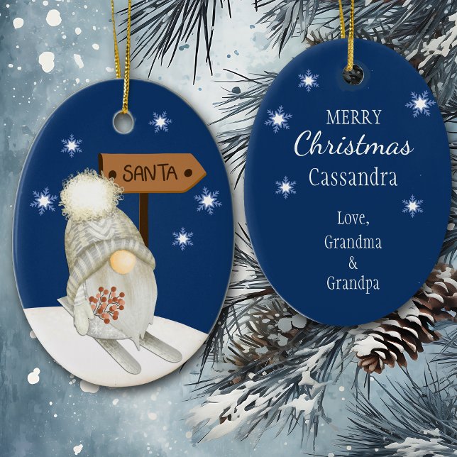 Ornamento De Cerâmica Skipo Gnomo Procurando Papais noeis Crianças (Criador carregado)