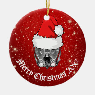 Ornamento De Cerâmica Skull MRI Santa hat "Christmas 20xx"