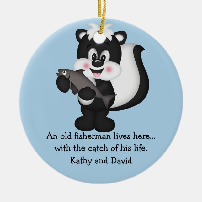 Ornamento De Cerâmica Skunk e Fish (Frente)