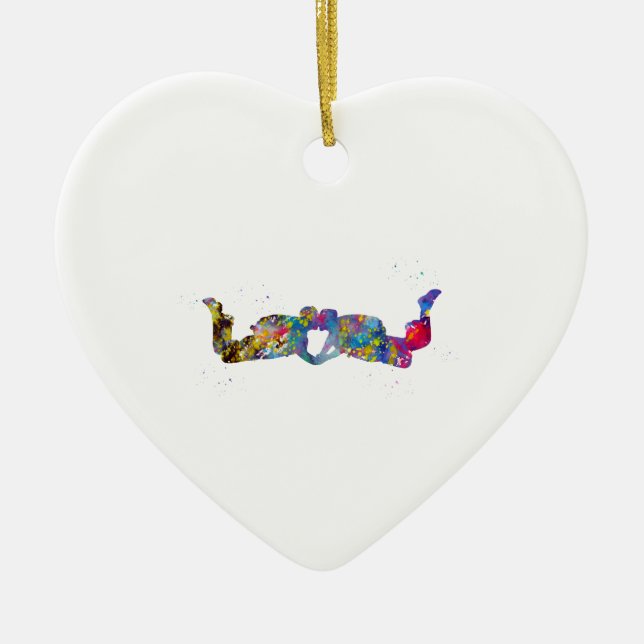 Ornamento De Cerâmica Skydiver casal (Frente)