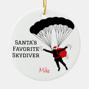 Ornamento De Cerâmica Skydiver Favorito de Papais noeis Personalizados