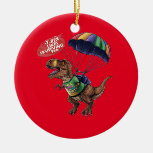 Ornamento De Cerâmica Skydiving T-Rex