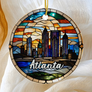 Ornamento De Cerâmica Skyline Atlanta Personalizada
