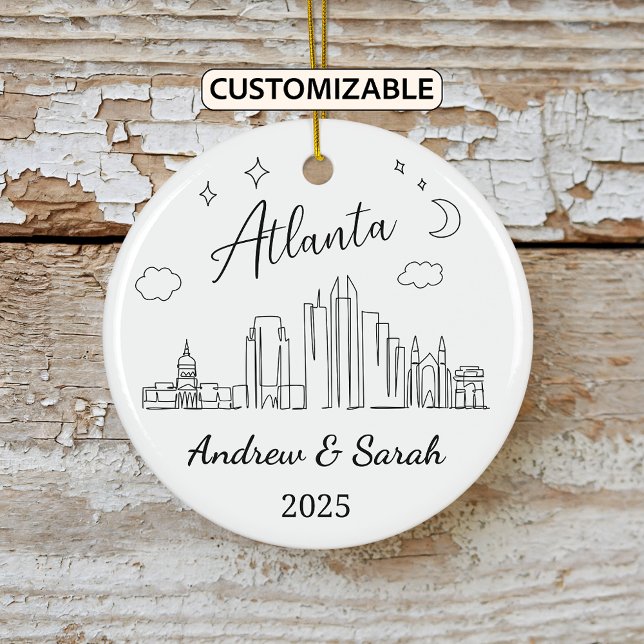 Ornamento De Cerâmica Skyline Atlanta Personalizada, Georgia (Criador carregado)