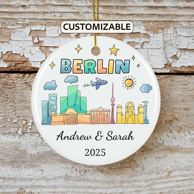 Ornamento De Cerâmica Skyline Berlin Ornament Personalizado, Alemanha (Criador carregado)