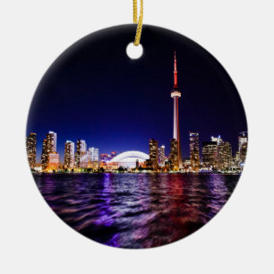 Ornamento De Cerâmica Skyline da noite de Toronto, Canadá