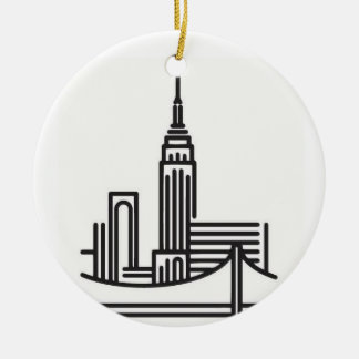 Ornamento De Cerâmica Skyline da Nova Iorque do Natal