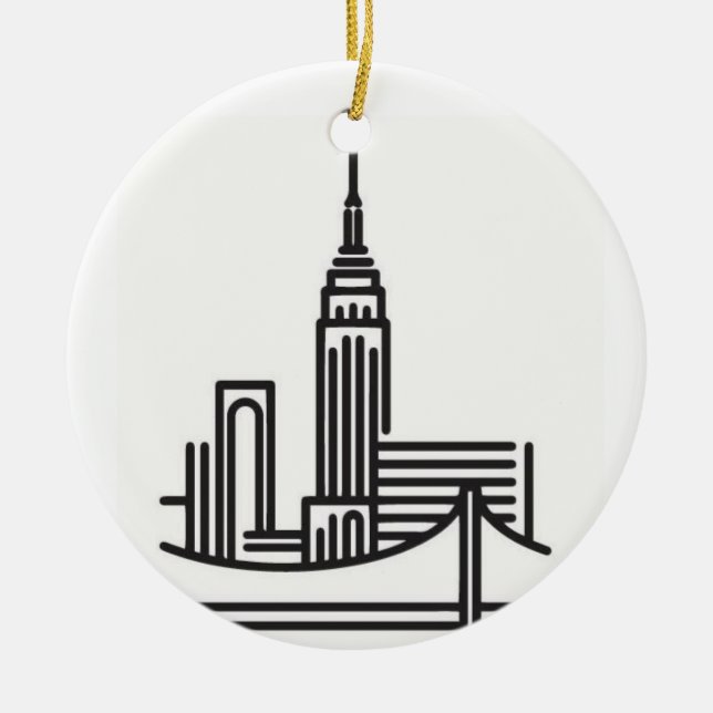Ornamento De Cerâmica Skyline da Nova Iorque do Natal (Frente)