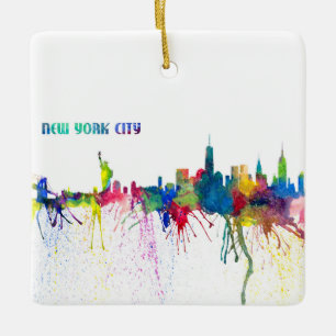 Ornamento De Cerâmica Skyline da Nova Iorque uma explosão impressionist