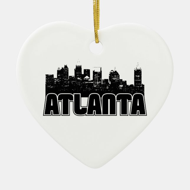 Ornamento De Cerâmica Skyline de Atlanta (Frente)