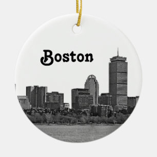 Ornamento De Cerâmica Skyline de Boston gravada