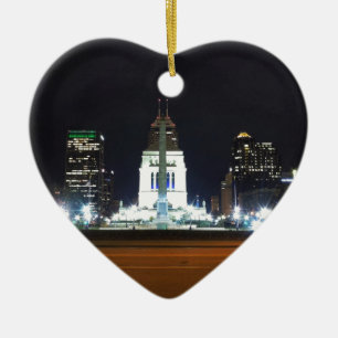 Ornamento De Cerâmica Skyline de Indianapolis na noite