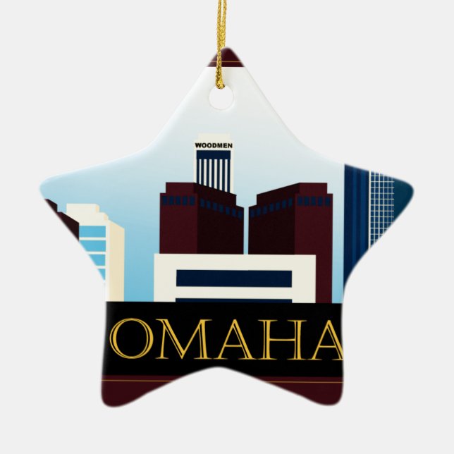 Ornamento De Cerâmica Skyline de Omaha (Frente)
