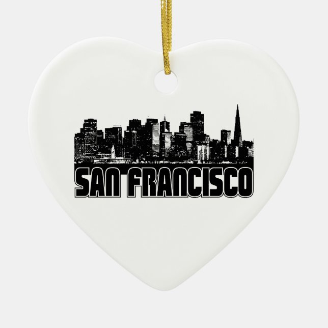 Ornamento De Cerâmica Skyline de San Francisco (Frente)
