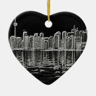 Ornamento De Cerâmica Skyline de Toronto em preto e branco