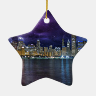 Ornamento De Cerâmica Skyline do Spacey Chicago