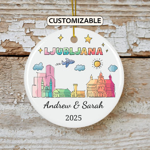 Ornamento De Cerâmica Skyline Ljubljana Personalizado, Eslovênia