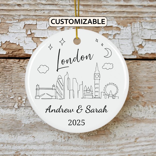 Ornamento De Cerâmica Skyline London Ornament Personalizado, Inglaterra (Criador carregado)