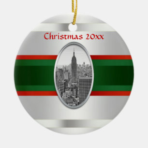Ornamento De Cerâmica Skyline NYC: Empire State Building Xmas #3W