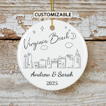 Ornamento De Cerâmica Skyline Personalizada Virginia Beach, Virginia<br><div class="desc">Um Ornamento Personalizado de Souvenir Viagem, projetado para celebrar sua viagem inesquecível. Quer você tenha ido trabalhar, desfrutado de uma fuga romântica, ou tenha participado de um programa de intercâmbio escolar, este ornamento comemora um momento especial que você sempre apreciará e desejará lembrar por anos a fio. Celebre o ano...</div>