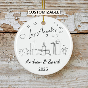Ornamento De Cerâmica Skyline Personalizado em Los Angeles, Califórnia
