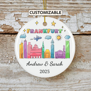 Ornamento De Cerâmica Skyline Personalizado Frankfurt Ornament, Alemanha