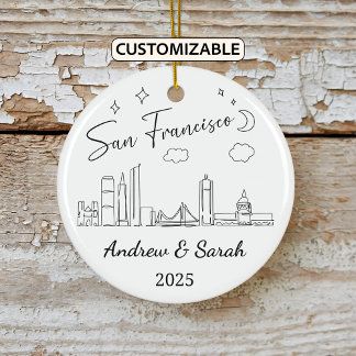 Ornamento De Cerâmica Skyline Personalizado São Francisco, Califórnia