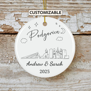 Ornamento De Cerâmica Skyline Podgorica Ornament Personalizado, Europa